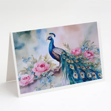 Load image into Gallery viewer, Peacock Greeting Cards - Blank Note Cards – 8-Pack of Artist-Designed Cards with Envelopes