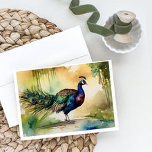 Load image into Gallery viewer, Peacock Greeting Cards - Blank Note Cards – 8-Pack of Artist-Designed Cards with Envelopes