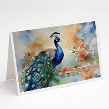 Load image into Gallery viewer, Peacock Greeting Cards - Blank Note Cards – 8-Pack of Artist-Designed Cards with Envelopes