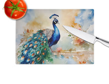 Load image into Gallery viewer, Peacock Glass Cutting Boards – Durable, Decorative Kitchen Art