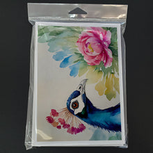 Load image into Gallery viewer, Peacock Greeting Cards - Blank Note Cards – 8-Pack of Artist-Designed Cards with Envelopes