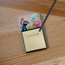 Load image into Gallery viewer, Peacock Sticky Note Holder- Refiilable Desk Accessory Note Pad
