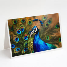 Load image into Gallery viewer, Peacock Greeting Cards - Blank Note Cards – 8-Pack of Artist-Designed Cards with Envelopes