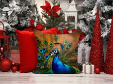 Load image into Gallery viewer, Peacock Throw Pillow - 14x14 Decorative Pillow – Art for Your Home &amp; Patio