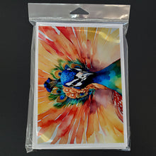 Load image into Gallery viewer, Peacock Greeting Cards - Blank Note Cards – 8-Pack of Artist-Designed Cards with Envelopes
