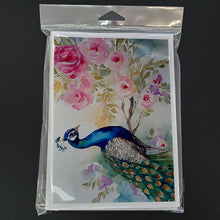 Load image into Gallery viewer, Peacock Greeting Cards - Blank Note Cards – 8-Pack of Artist-Designed Cards with Envelopes