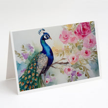 Load image into Gallery viewer, Peacock Greeting Cards - Blank Note Cards – 8-Pack of Artist-Designed Cards with Envelopes