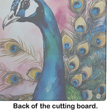 Load image into Gallery viewer, Peacock Glass Cutting Boards – Durable, Decorative Kitchen Art