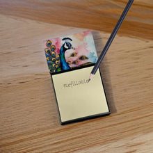 Load image into Gallery viewer, Peacock Sticky Note Holder- Refiilable Desk Accessory Note Pad