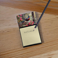 Load image into Gallery viewer, Pheasant Sticky Note Holder- Refiilable Desk Accessory Note Pad