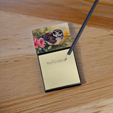 Load image into Gallery viewer, Spectacled Owl Sticky Note Holder- Refiilable Desk Accessory Note Pad