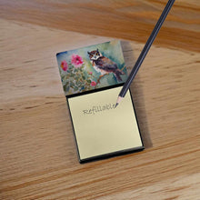 Load image into Gallery viewer, Spectacled Owl Sticky Note Holder- Refiilable Desk Accessory Note Pad