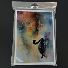 Load image into Gallery viewer, Black Swan Greeting Cards - Blank Note Cards – 8-Pack of Artist-Designed Cards with Envelopes