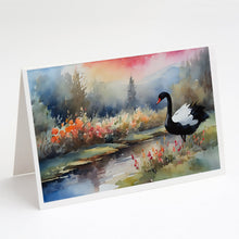 Load image into Gallery viewer, Black Swan Greeting Cards - Blank Note Cards – 8-Pack of Artist-Designed Cards with Envelopes