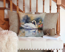 Load image into Gallery viewer, Swan Throw Pillow - 14x14 Decorative Pillow – Art for Your Home &amp; Patio
