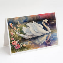 Load image into Gallery viewer, Swan Greeting Cards - Blank Note Cards – 8-Pack of Artist-Designed Cards with Envelopes