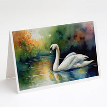 Load image into Gallery viewer, Swan Greeting Cards - Blank Note Cards – 8-Pack of Artist-Designed Cards with Envelopes