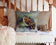 Load image into Gallery viewer, Tawny Owl Throw Pillow - 14x14 Decorative Pillow – Art for Your Home &amp; Patio