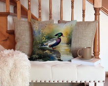 Load image into Gallery viewer, Wood Duck Throw Pillow - 14x14 Decorative Pillow – Art for Your Home &amp; Patio