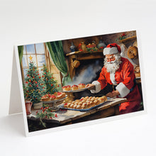 Load image into Gallery viewer, Cookies with Santa Claus Greeting Cards - Blank Note Cards – 8-Pack of Artist-Designed Cards with Envelopes