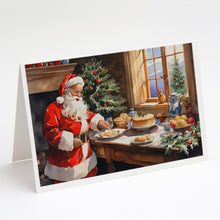 Load image into Gallery viewer, Cookies with Santa Claus Greeting Cards - Blank Note Cards – 8-Pack of Artist-Designed Cards with Envelopes