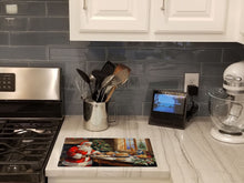 Load image into Gallery viewer, Cookies with Santa Claus Glass Cutting Boards – Durable, Decorative Kitchen Art Large