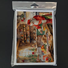 Load image into Gallery viewer, Cookies with Santa Claus Papa Noel Greeting Cards - Blank Note Cards – 8-Pack of Artist-Designed Cards with Envelopes