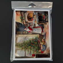 Load image into Gallery viewer, Cookies with Santa Claus Greeting Cards - Blank Note Cards – 8-Pack of Artist-Designed Cards with Envelopes