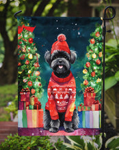 Load image into Gallery viewer, Affenpinscher Christmas Garden Flag – Cozy Dog Holiday Decor with Tree &amp; Presents