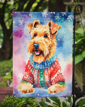 Load image into Gallery viewer, Airedale Terrier Christmas Garden Flag – Cozy Dog Holiday Decor with Tree &amp; Presents