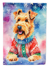 Load image into Gallery viewer, Airedale Terrier Christmas Garden Flag – Cozy Dog Holiday Decor with Tree &amp; Presents