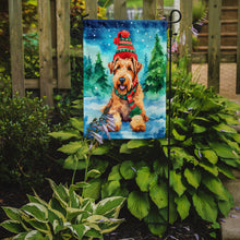 Load image into Gallery viewer, Airedale Terrier Christmas Garden Flag – Cozy Dog Holiday Decor with Tree &amp; Presents