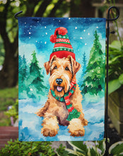 Load image into Gallery viewer, Airedale Terrier Christmas Garden Flag – Cozy Dog Holiday Decor with Tree &amp; Presents
