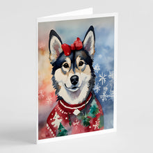Load image into Gallery viewer, Alaskan Klee Kai Christmas Greeting Cards - Blank Note Cards – 8-Pack of Artist-Designed Cards with Envelopes