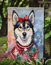 Load image into Gallery viewer, Alaskan Klee Kai Christmas Garden Flag – Cozy Dog Holiday Decor with Tree &amp; Presents