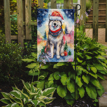 Load image into Gallery viewer, Alaskan Malamute Christmas Garden Flag – Cozy Dog Holiday Decor with Tree &amp; Presents