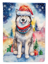 Load image into Gallery viewer, Alaskan Malamute Christmas Garden Flag – Cozy Dog Holiday Decor with Tree &amp; Presents