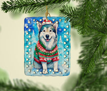 Load image into Gallery viewer, Alaskan Malamute Christmas Porcelain Ornament