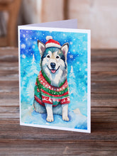 Load image into Gallery viewer, Alaskan Malamute Christmas Greeting Cards - Blank Note Cards – 8-Pack of Artist-Designed Cards with Envelopes