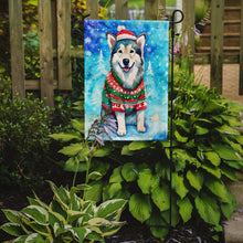 Load image into Gallery viewer, Alaskan Malamute Christmas Garden Flag – Cozy Dog Holiday Decor with Tree &amp; Presents