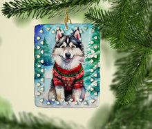 Load image into Gallery viewer, Alaskan Malamute Christmas Porcelain Ornament