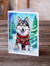 Load image into Gallery viewer, Alaskan Malamute Christmas Greeting Cards - Blank Note Cards – 8-Pack of Artist-Designed Cards with Envelopes