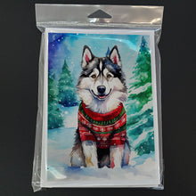 Load image into Gallery viewer, Alaskan Malamute Christmas Greeting Cards - Blank Note Cards – 8-Pack of Artist-Designed Cards with Envelopes