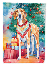 Load image into Gallery viewer, American English Coonhound Christmas Garden Flag – Cozy Dog Holiday Decor with Tree &amp; Presents
