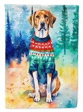 Load image into Gallery viewer, American English Coonhound Christmas Garden Flag – Cozy Dog Holiday Decor with Tree &amp; Presents