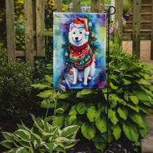 Load image into Gallery viewer, American Eskimo Christmas Garden Flag – Cozy Dog Holiday Decor with Tree &amp; Presents
