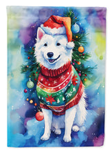 Load image into Gallery viewer, American Eskimo Christmas Garden Flag – Cozy Dog Holiday Decor with Tree &amp; Presents