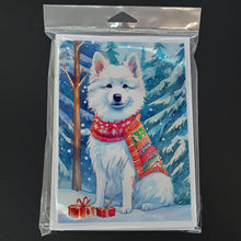 Load image into Gallery viewer, American Eskimo Christmas Greeting Cards - Blank Note Cards – 8-Pack of Artist-Designed Cards with Envelopes
