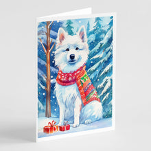 Load image into Gallery viewer, American Eskimo Christmas Greeting Cards - Blank Note Cards – 8-Pack of Artist-Designed Cards with Envelopes
