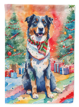 Load image into Gallery viewer, Australian Shepherd Christmas Garden Flag – Cozy Dog Holiday Decor with Tree &amp; Presents